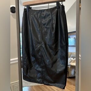RAMISU Women's Medium Black Faux Leather High Waist Split Front Pencil Skirt NWT
